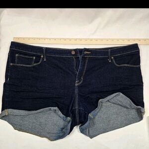 Ava & Viv Womans Midi Denim Shorts Power Stretch  Plus Size 24 W Blue Dark Wash